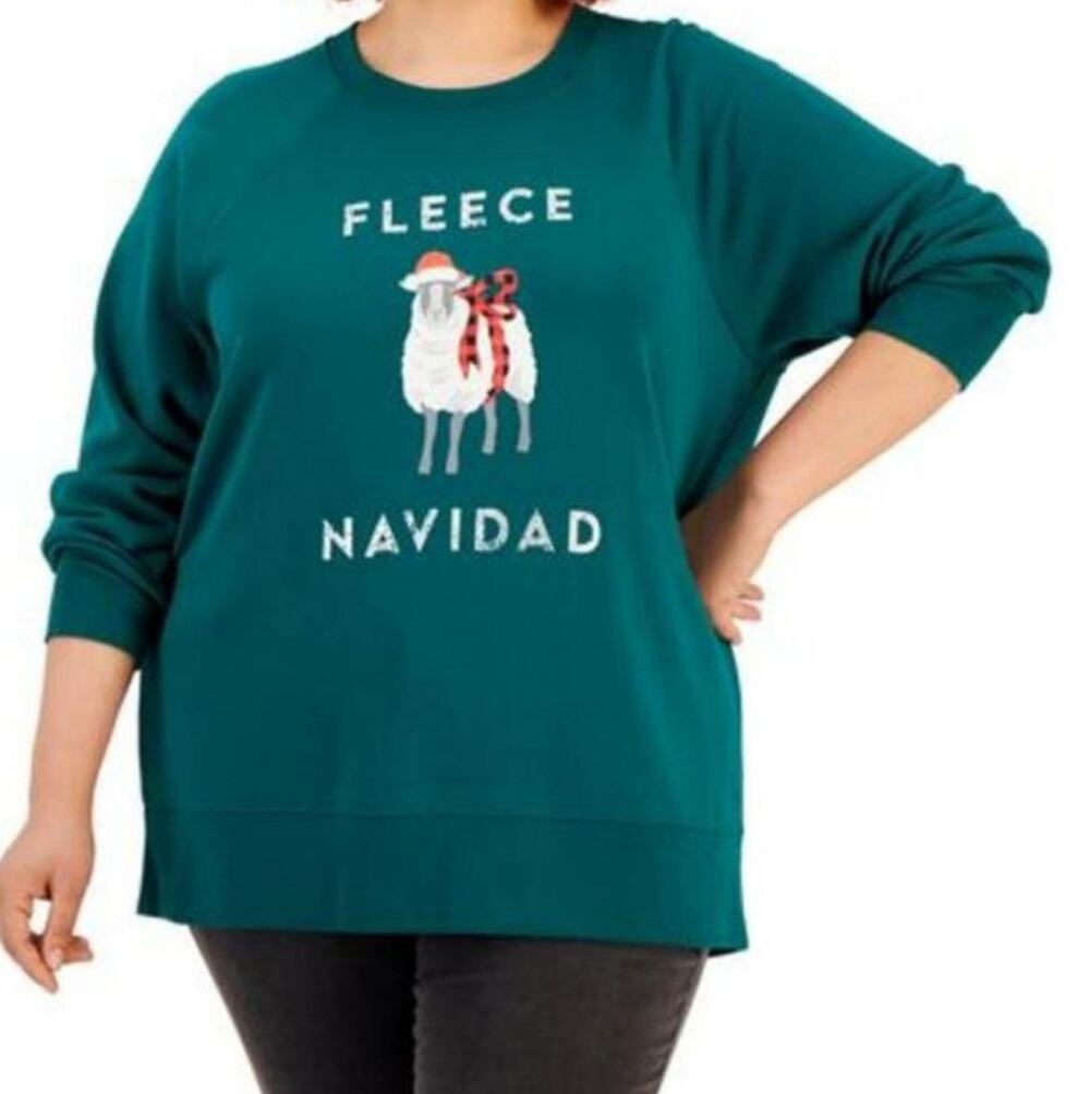Style & Co Green Crewneck Christmas Sweatshirt
Fleece Navidad Women's 2X